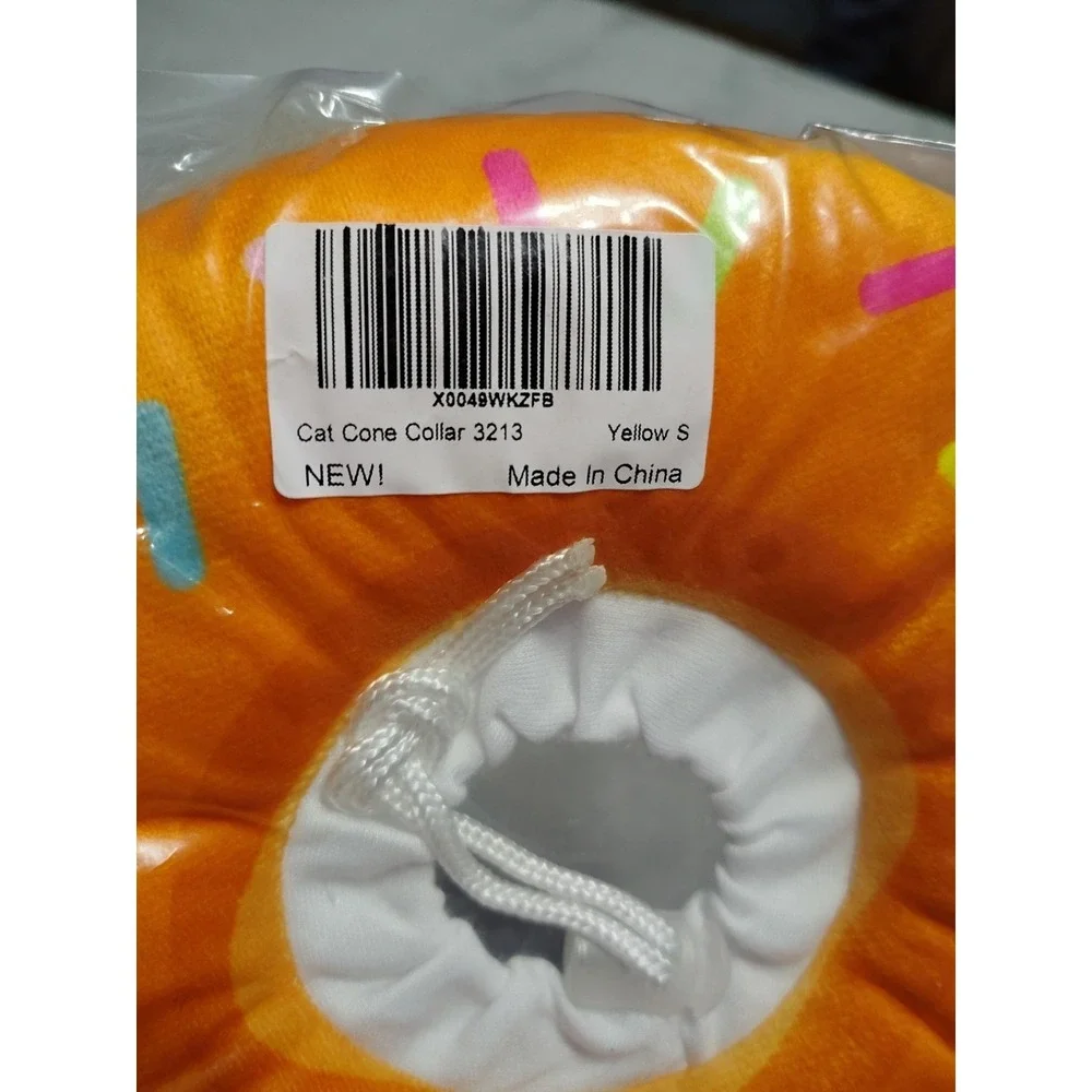 Donut Cat Cone Collar Plush Protective Recovery Cats/Dogs Small Orange Donut